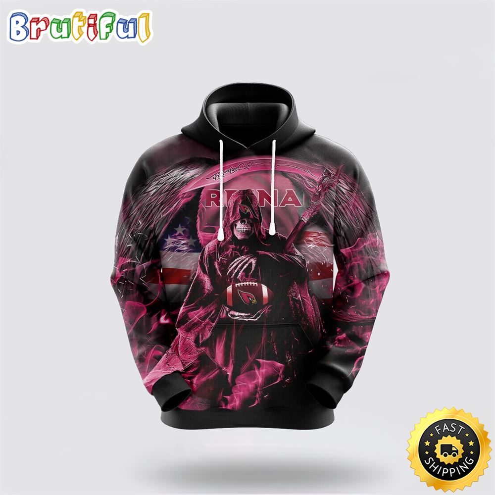 NFL Arizona Cardinals 3D Hoodie All Over Print Skull Fashionable Game Time Attire zy5au7