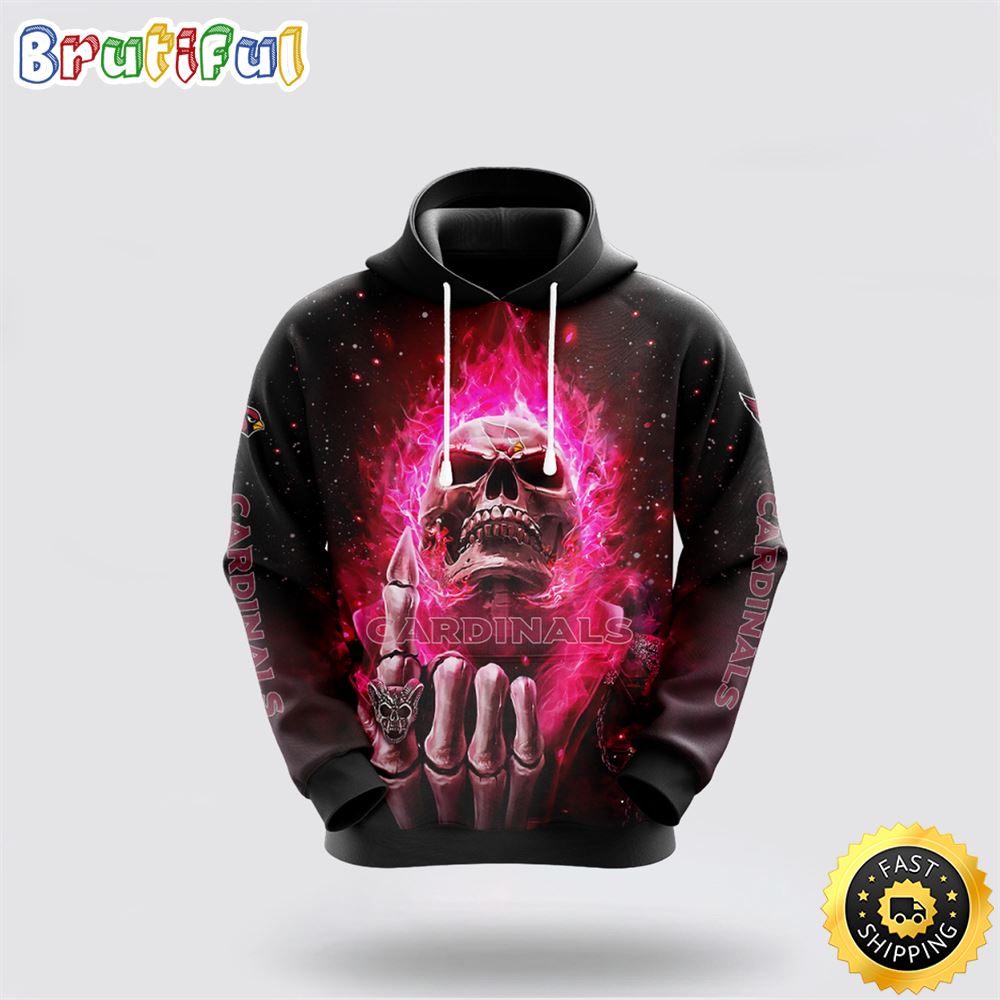 NFL Arizona Cardinals 3D Hoodie All Over Print Skull Show Your Team Spirit aaqgcg