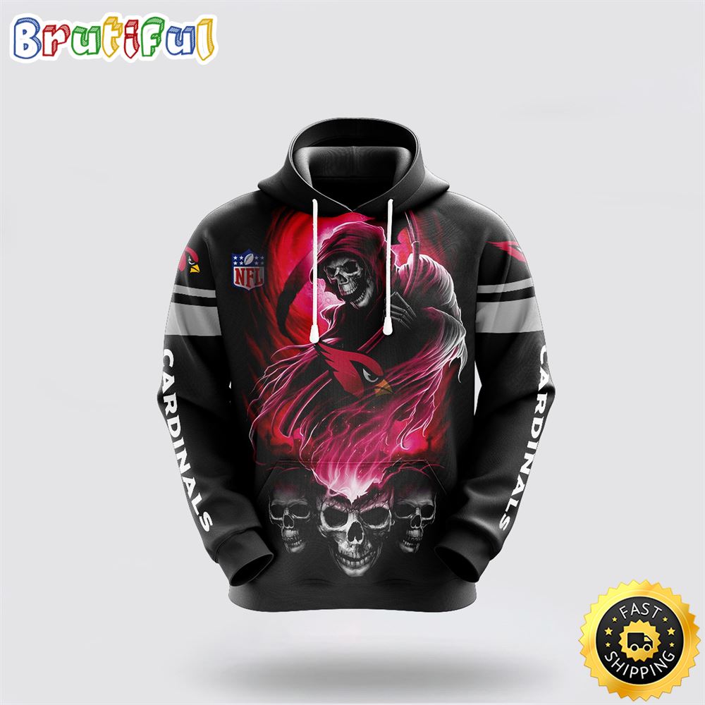 NFL Arizona Cardinals 3D Hoodie All Over Print Skull Stay Cozy and Stylish k91zj7