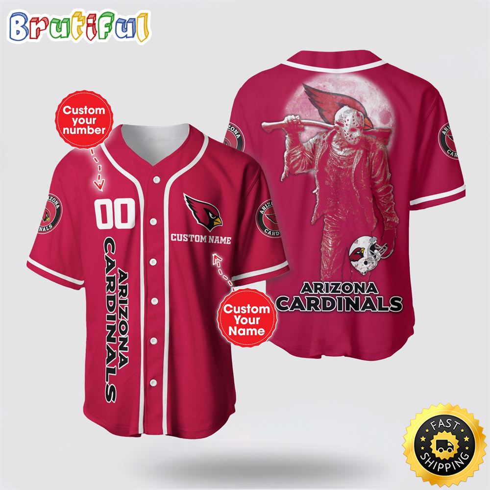 NFL Arizona Cardinals Baseball Jersey 3D Personalized Skull Score Big With Team Spirit utub4c