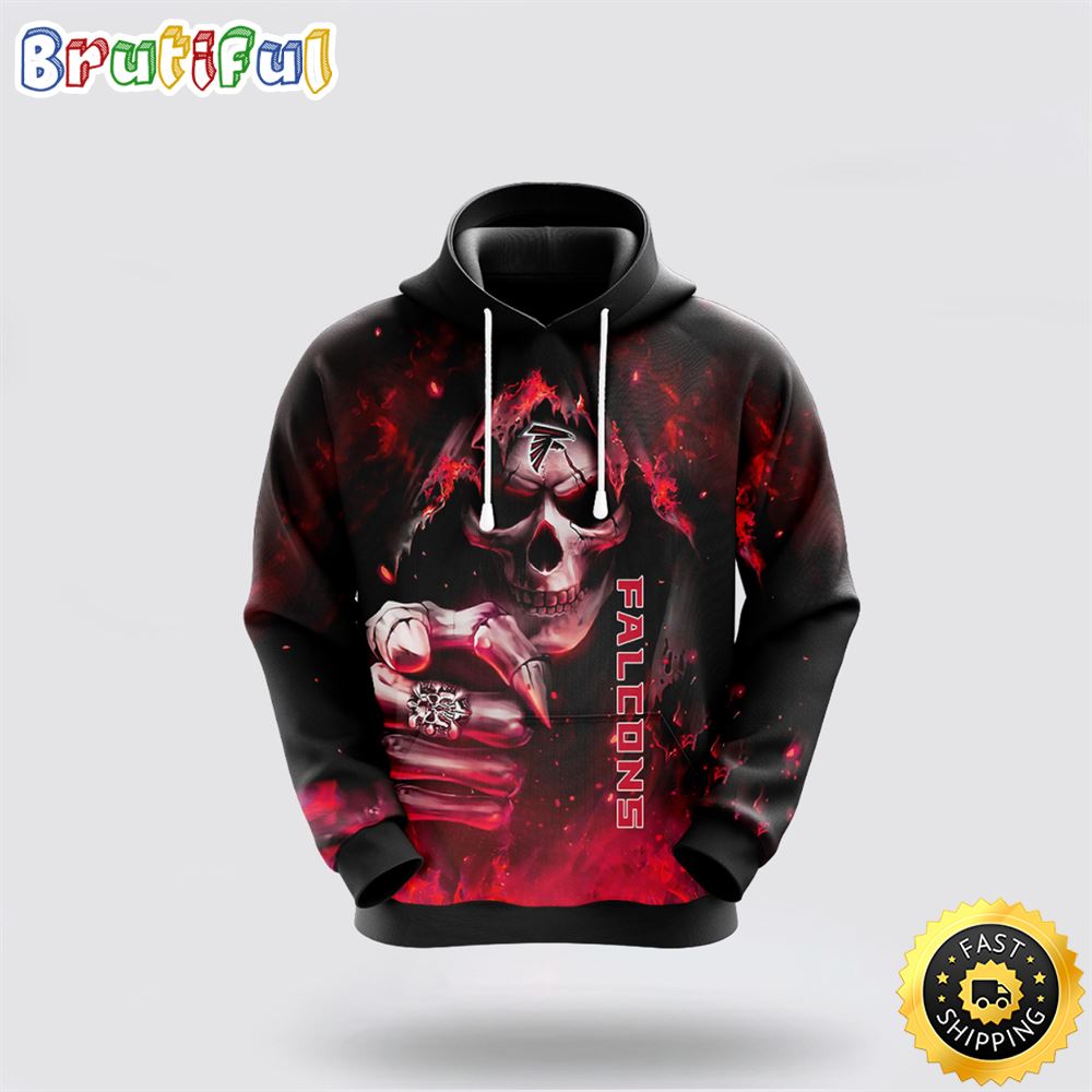 NFL Atlanta Falcons 3D Hoodie All Over Print Skull Fashionable Game Time Attire bk4lv1