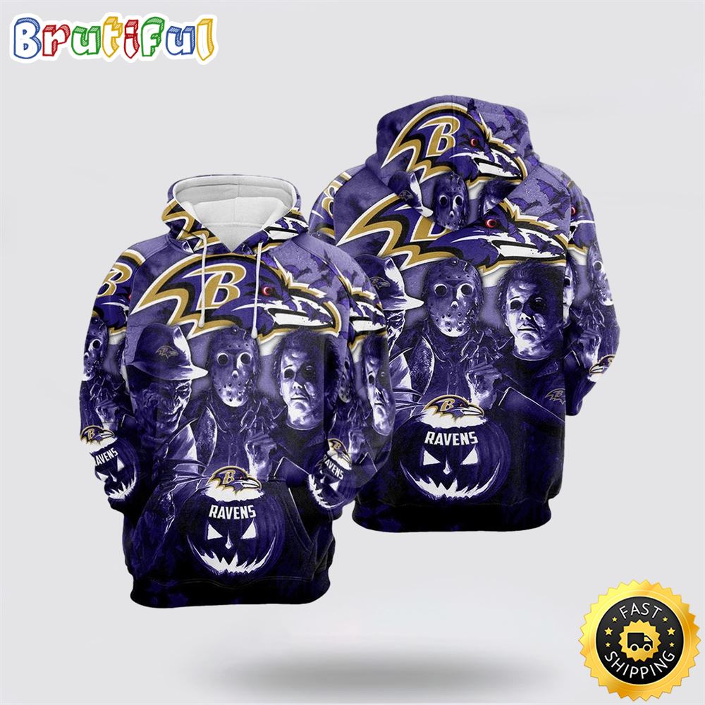 NFL Baltimore Ravens All Over Print 3D Hoodie Halloween Horror Night Gift For Football Fans 1 dojaq6