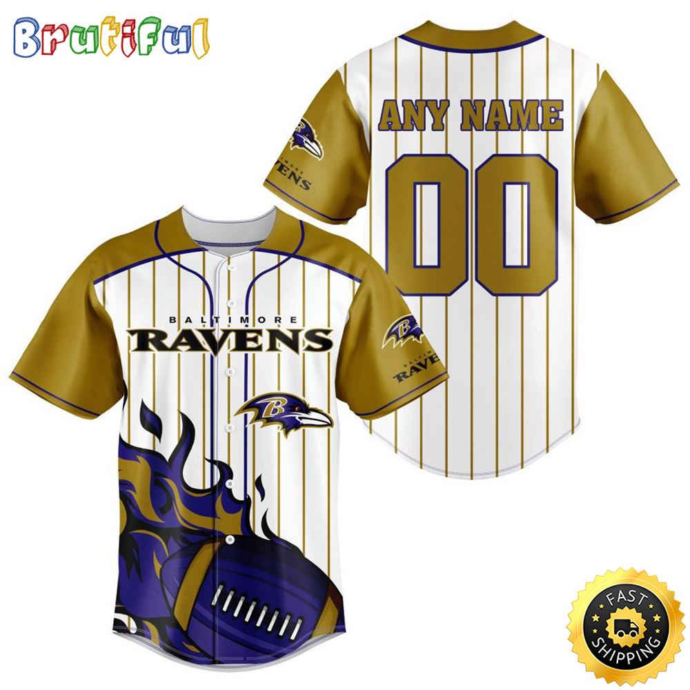 NFL Baltimore Ravens Baseball Jersey 3D Personalized Customization Options Available 1 q475rs