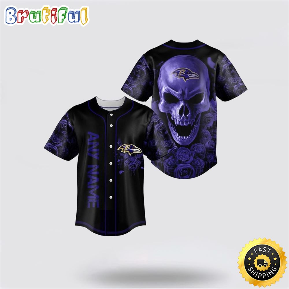 NFL Baltimore Ravens Baseball Jersey 3D Personalized Skull Top Quality Fan Apparel hhymka