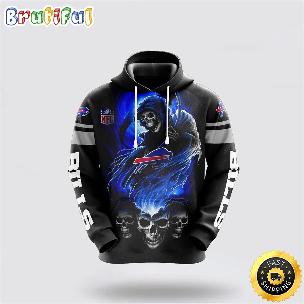 NFL Buffalo Bills 3D Hoodie All Over Print Skull Stay Cozy and Stylish mcqocr