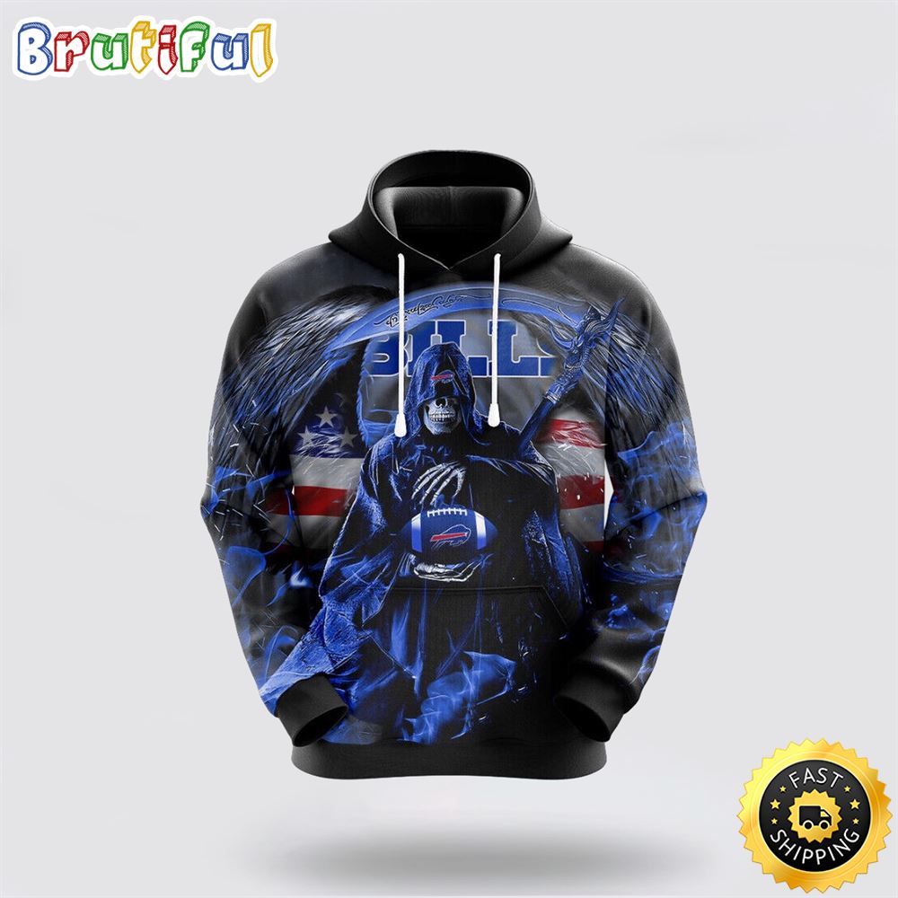 NFL Buffalo Bills 3D Hoodie All Over Print Skull Ultimate Fan Gear bqlrr5