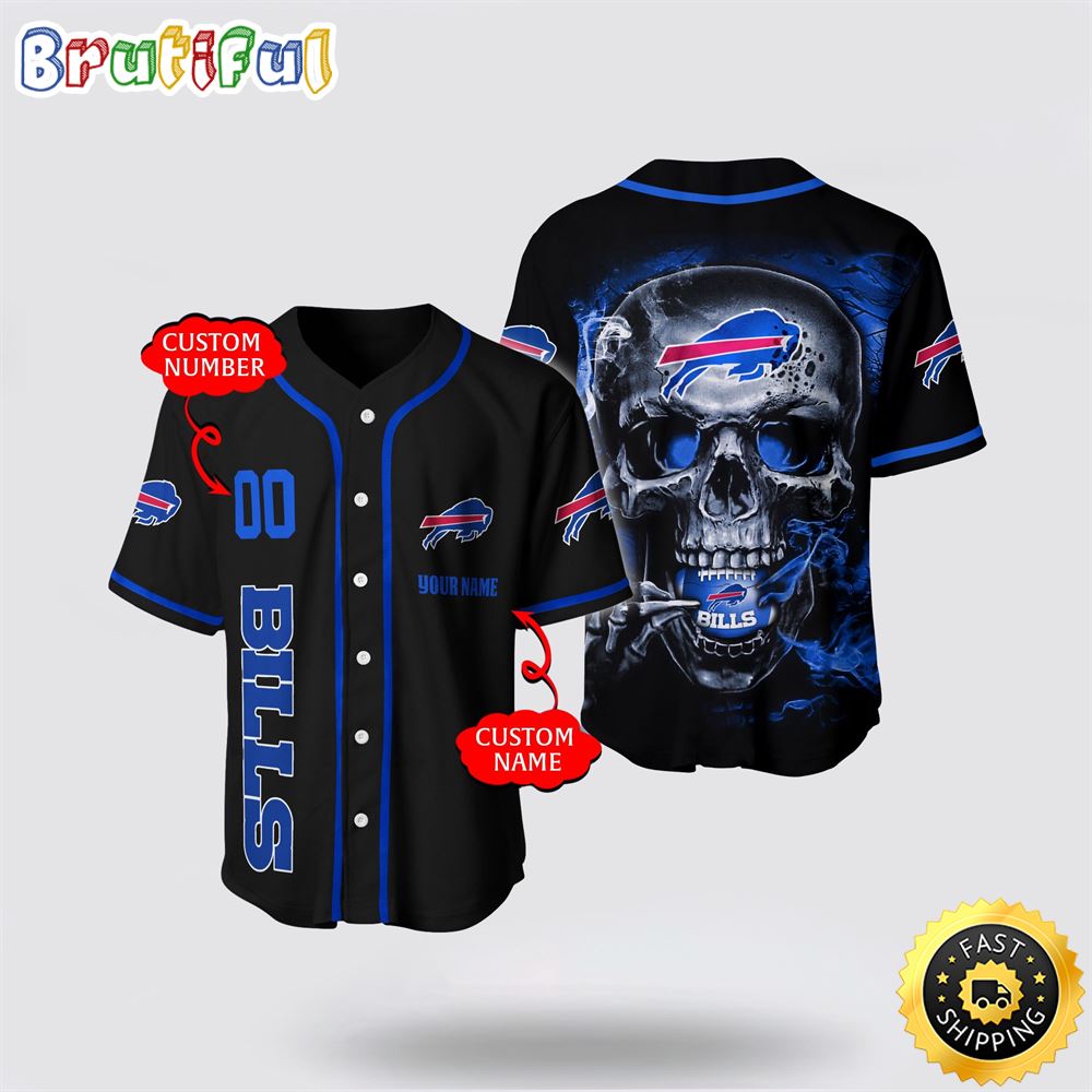 NFL Buffalo Bills Baseball Jersey 3D Personalized Skull Embrace Fashion And Team Spirit ky01zw