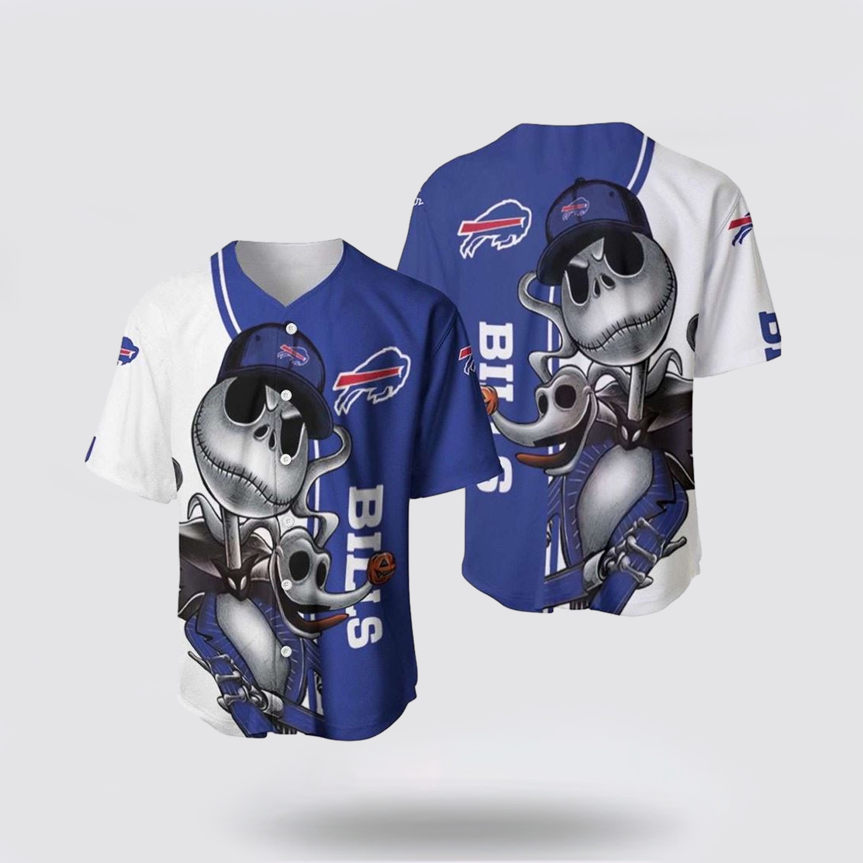 NFL Buffalo Bills Baseball Jersey Jack Skellington And Zero Perfect Your Team Pride In Laid Back Fashion 1 y11caa 1