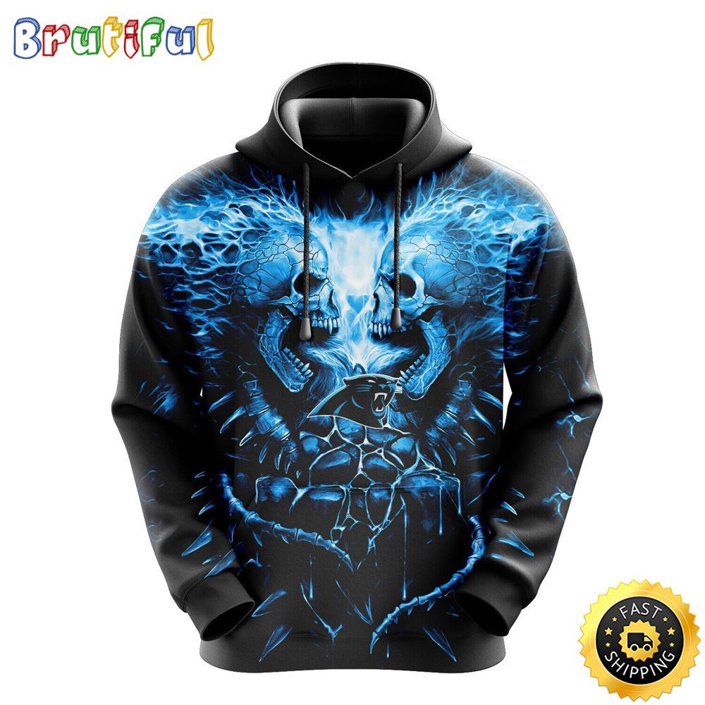 NFL Carolina Panthers 3D Hoodie All Over Print Skull Game Day Essential yyoc1u