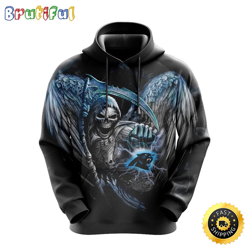 NFL Carolina Panthers 3D Hoodie All Over Print Skull Stay Cozy and Stylish u9roxa