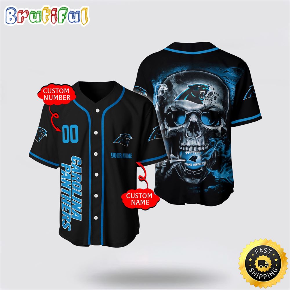NFL Carolina Panthers Baseball Jersey 3D Personalized Skull Embrace Fashion And Team Spirit ecjjas