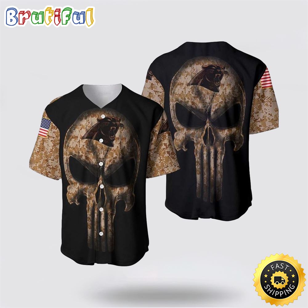 NFL Carolina Panthers Baseball Jersey Camouflage Skull Summer Gift For Fans 1 vvy09n
