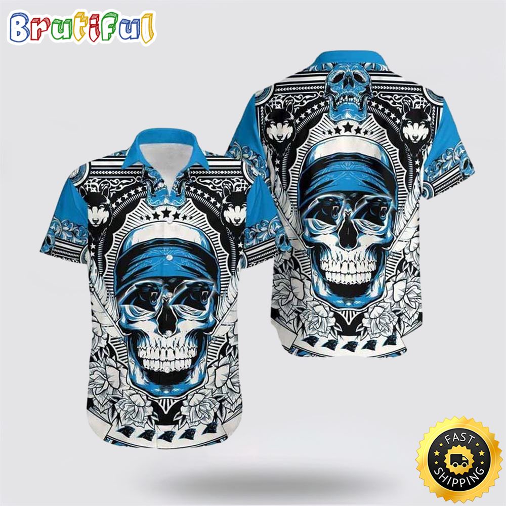 NFL Carolina Panthers Hawaiian Shirts Skull Halloween Show Off Your Team Spirit In Tropical Fashion 1 lrxsd5