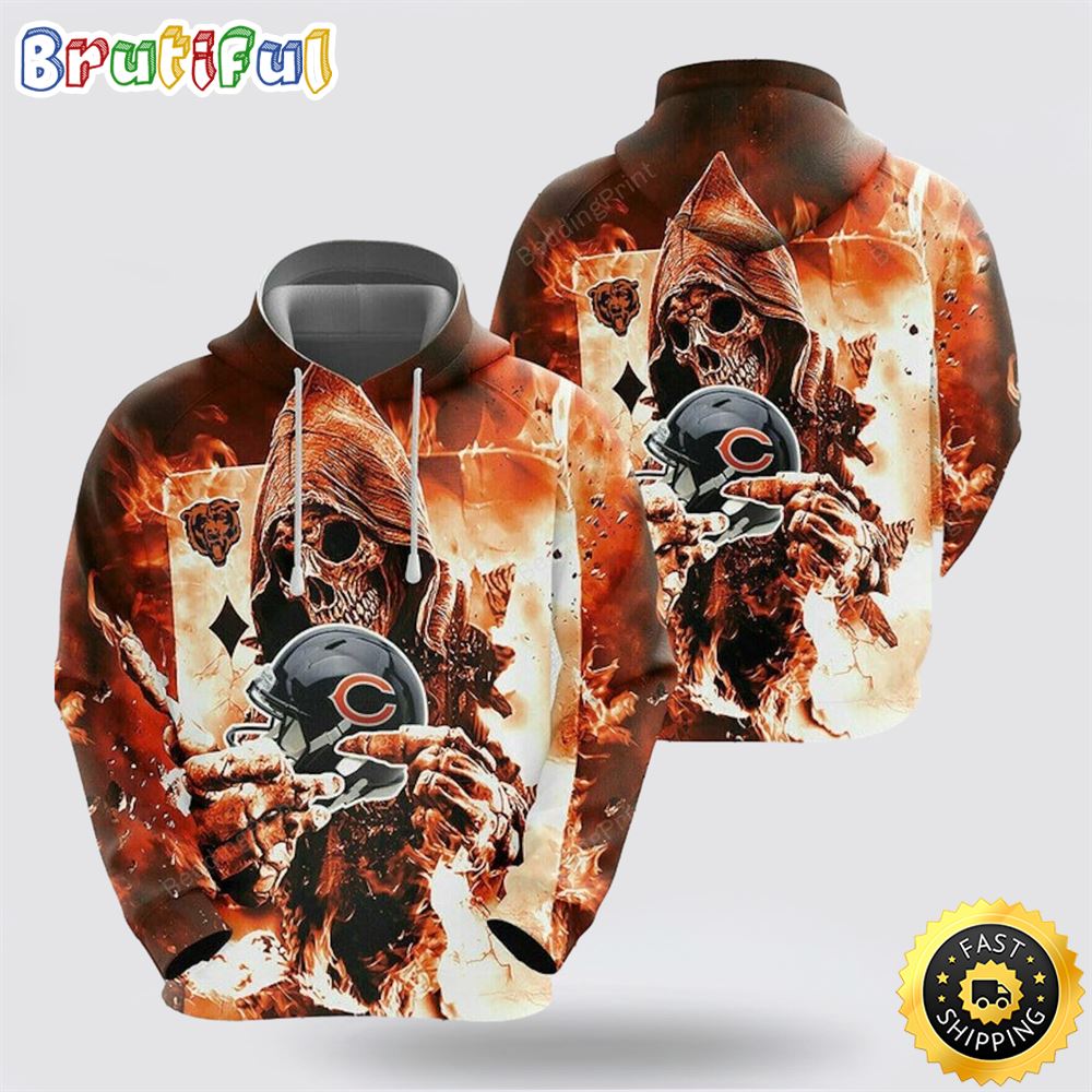 NFL Chicago Bears 3D Hoodie All Over Print Shirts Skull Unmatched Style And Comfort qkqgki