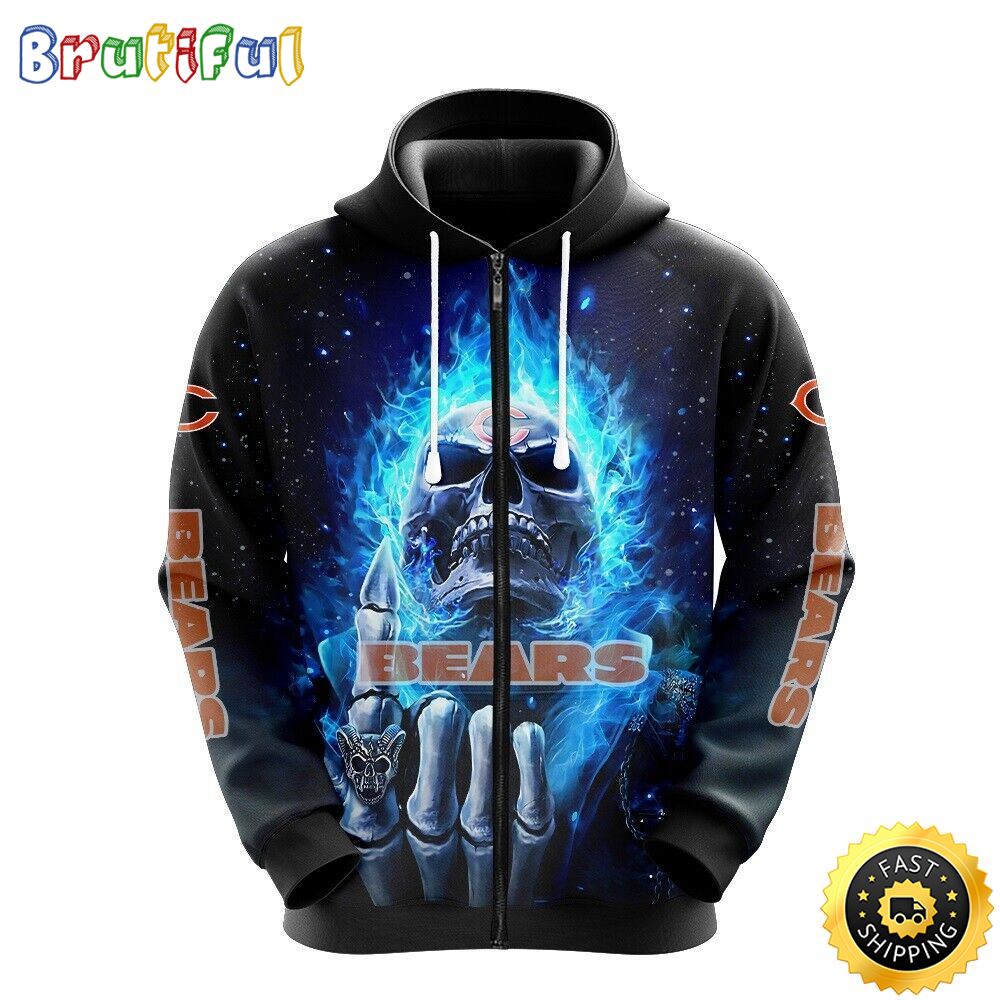 NFL Chicago Bears 3D Hoodie All Over Print Skull Ultimate Fan Gear vydrn6