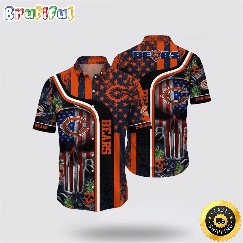 NFL Chicago Bears Hawaiian Shirts Skull Halloween Show Off Your Team Spirit In Tropical Fashion 1 ewwnph