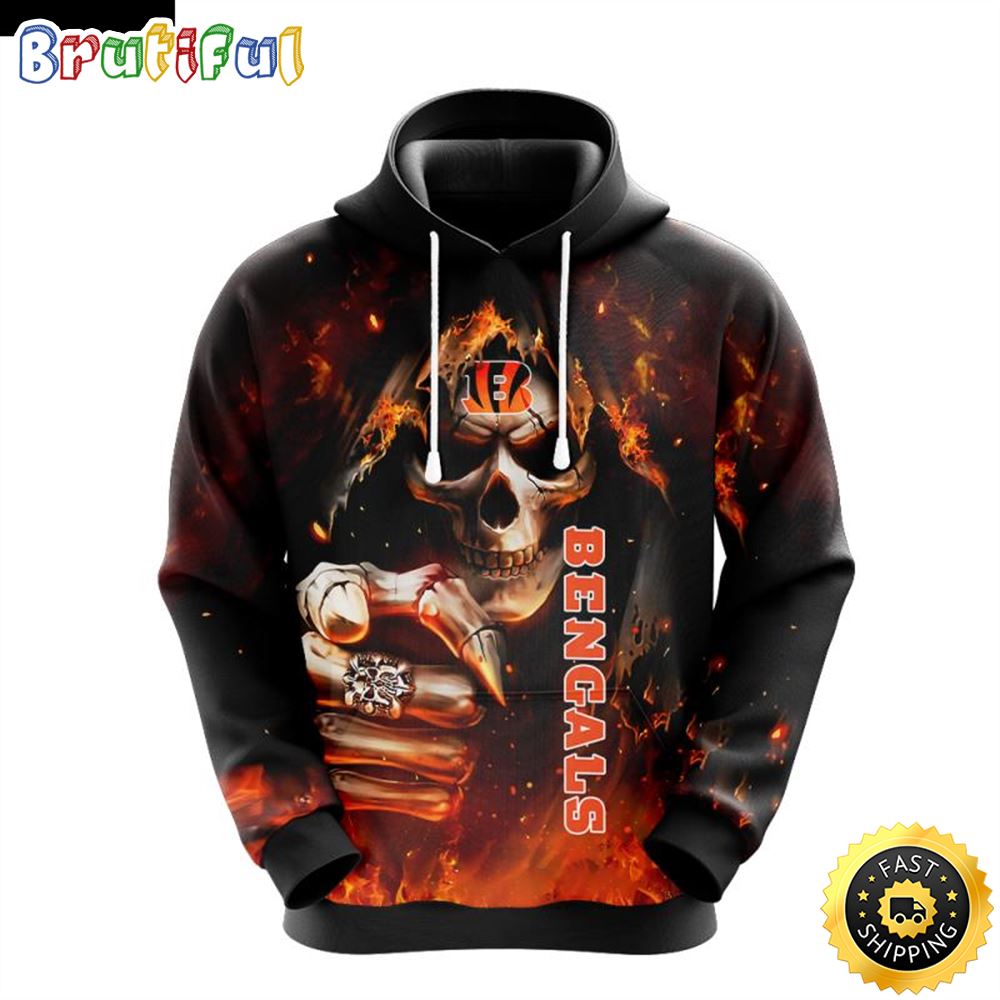 NFL Cincinnati Bengals 3D Hoodie All Over Print Skull Stay Cozy and Stylish h2c5pq