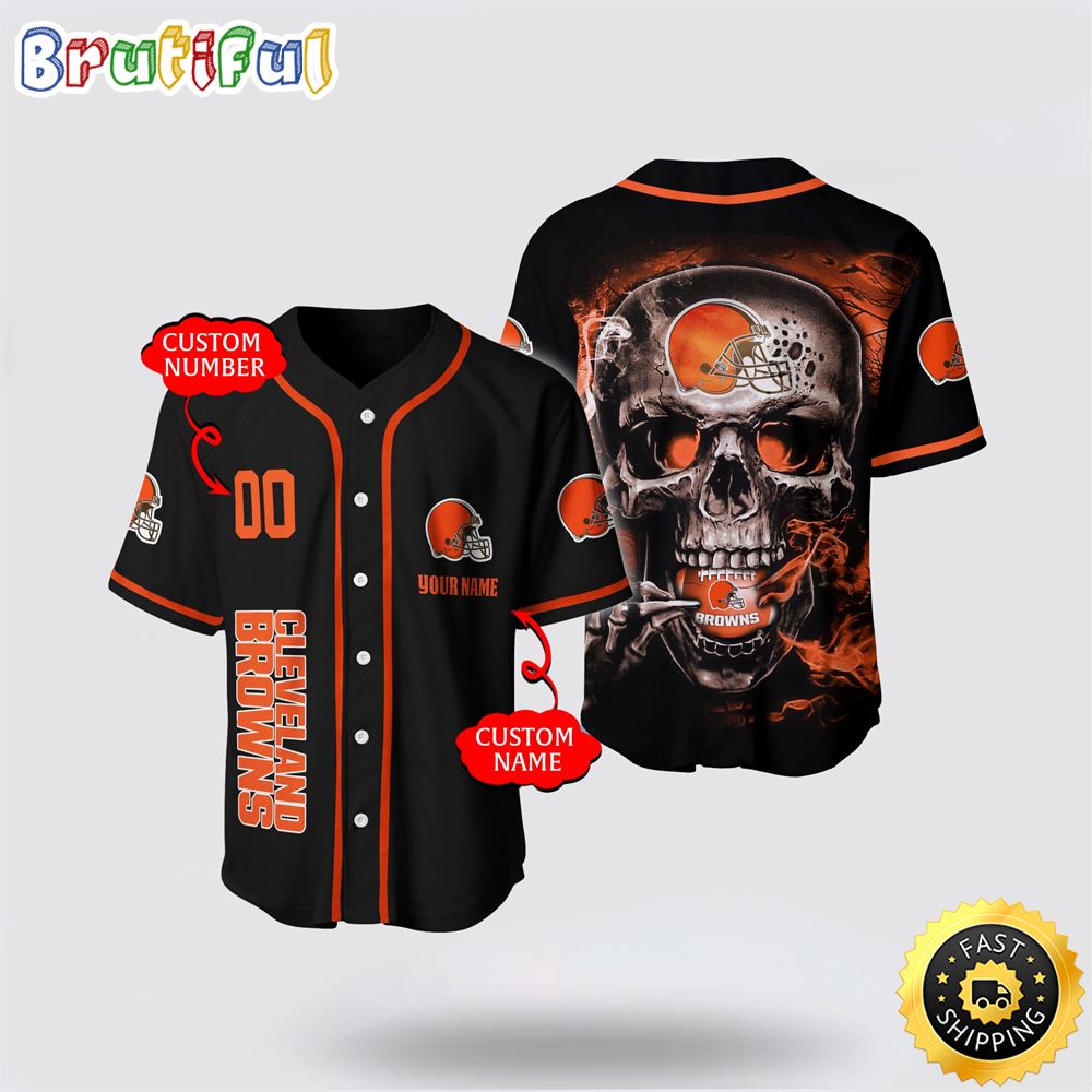 NFL Cleveland Browns Baseball Jersey 3D Personalized Skull Embrace Fashion And Team Spirit dh7xjh