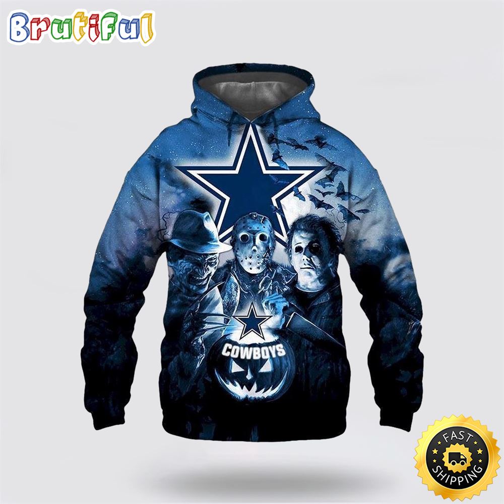NFL Dallas Cowboys All Over Print 3D Hoodie Horror Night Gift For Football Fans 1 d4cgbg
