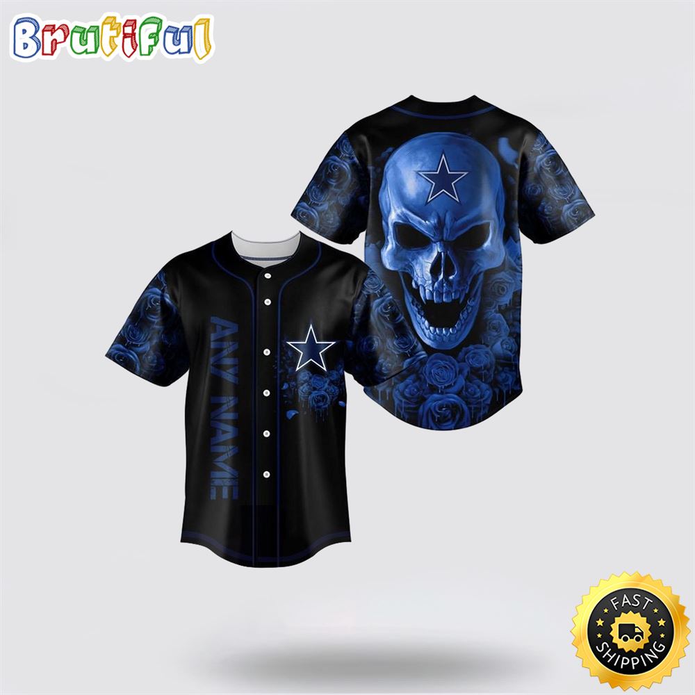 NFL Dallas Cowboys Baseball Jersey 3D Personalized Skull Top Quality Fan Apparel secowp
