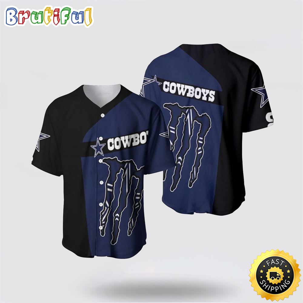 NFL Dallas Cowboys Baseball Jersey Symbol American Football Monster Claws Blue Black Jersey Shirt 1 xf0gpi