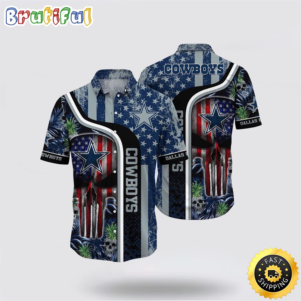 NFL Dallas Cowboys Hawaiian Shirts Skull Halloween Show Off Your Team Spirit In Tropical Fashion 1 qk7zde