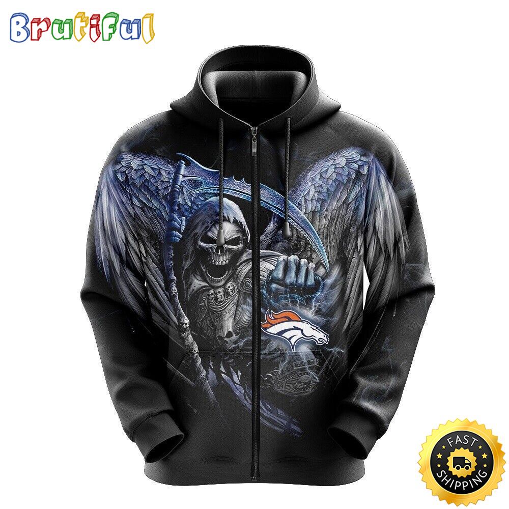 NFL Denver Broncos 3D Hoodie All Over Print Skull Game Day Essential h0f3qh