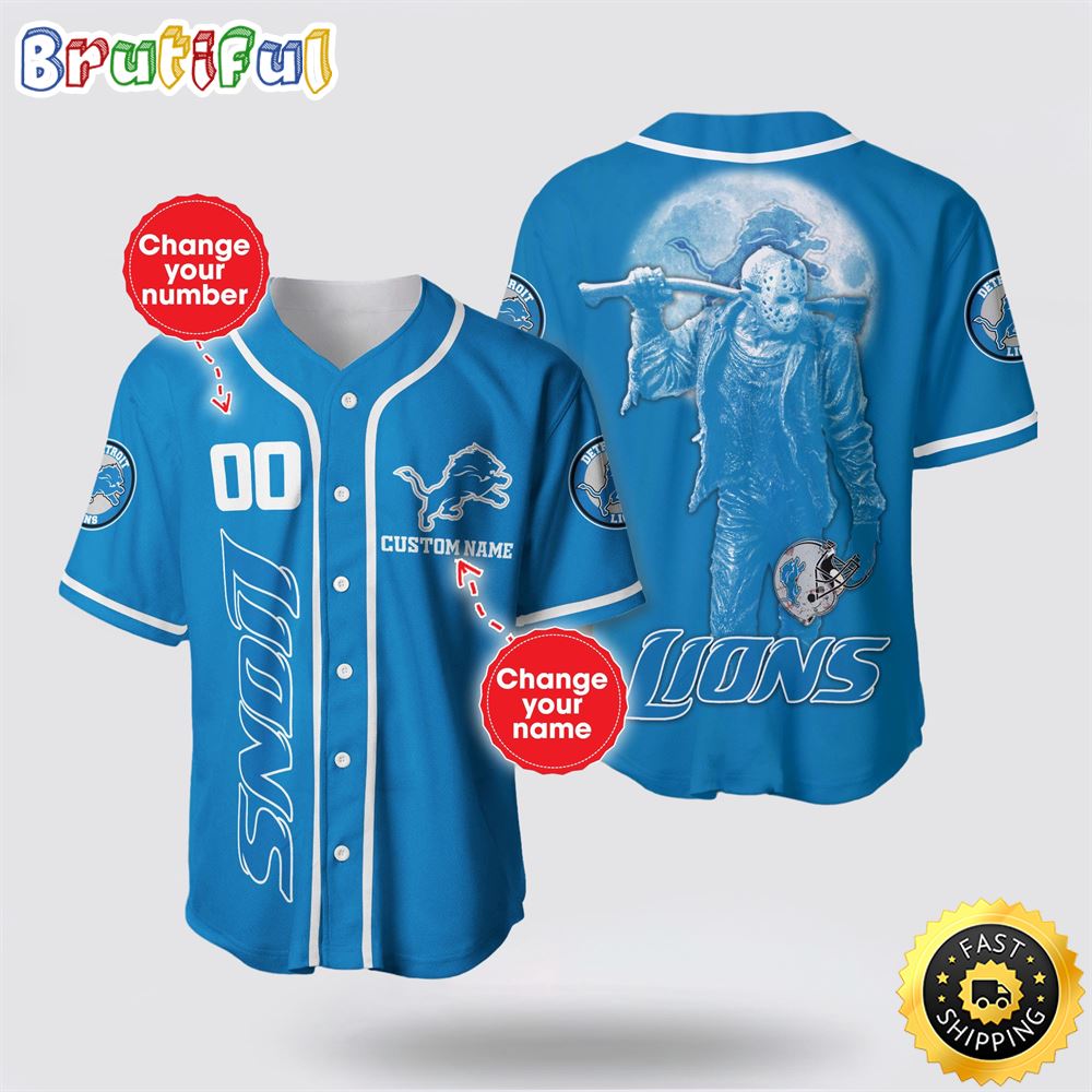 NFL Detroit Lions Baseball Jersey 3D Personalized Skull Score Big With Team Spirit ek2pa3