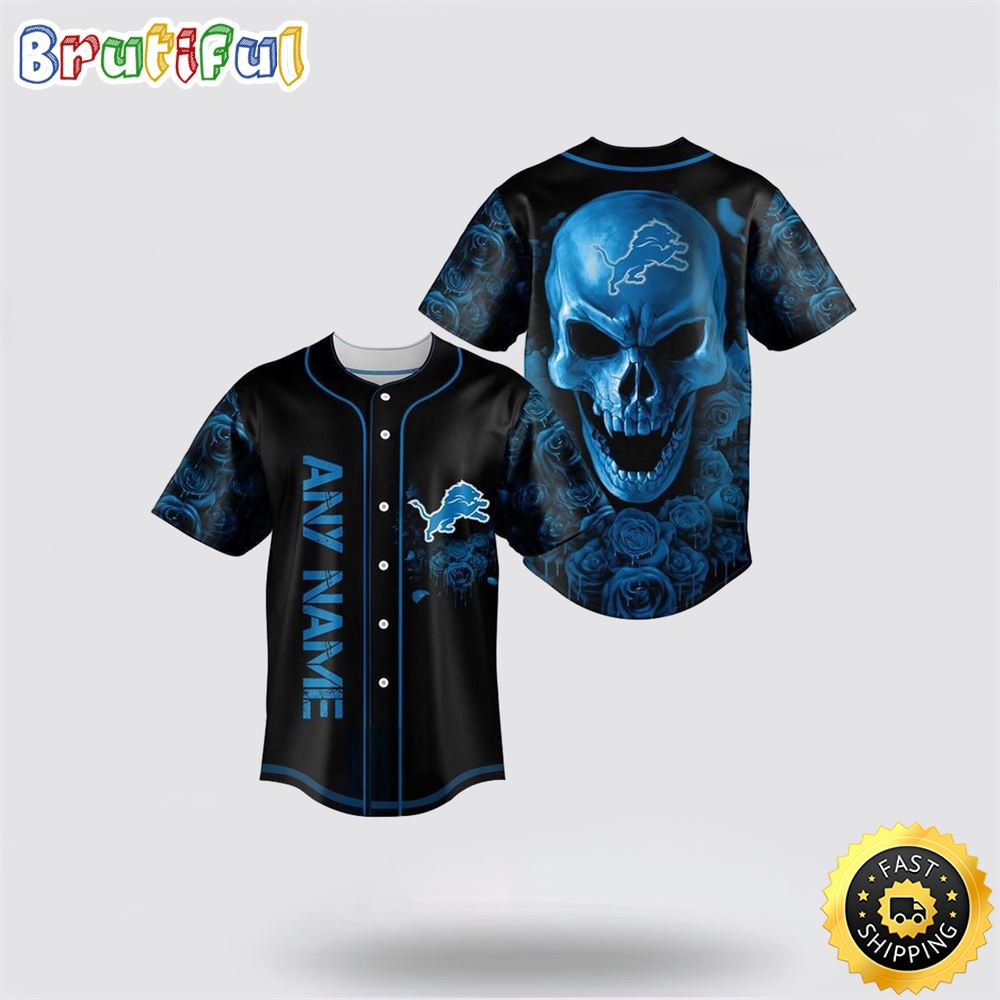 NFL Detroit Lions Baseball Jersey 3D Personalized Skull Top Quality Fan Apparel jfu3ab