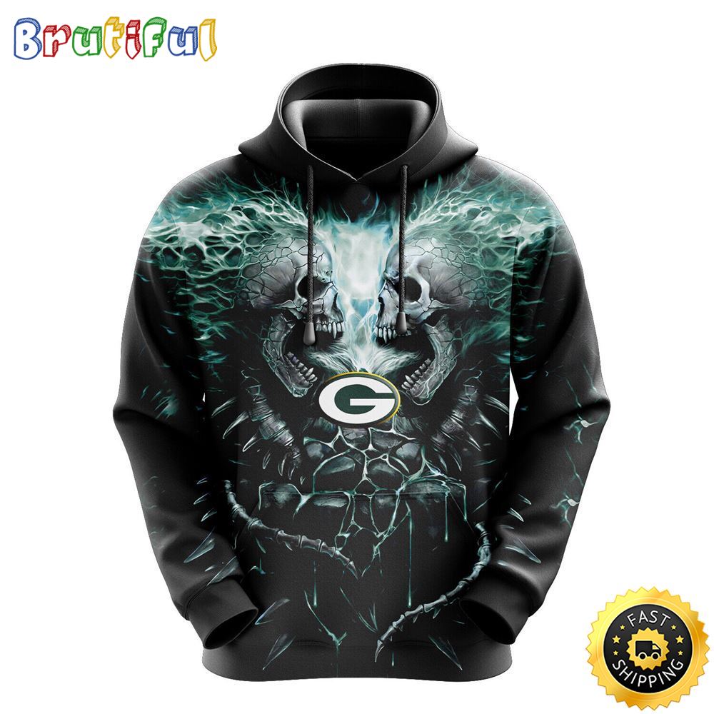 NFL Green Bay Packers 3D Hoodie All Over Print Skull Game Day Essential xq2ci6