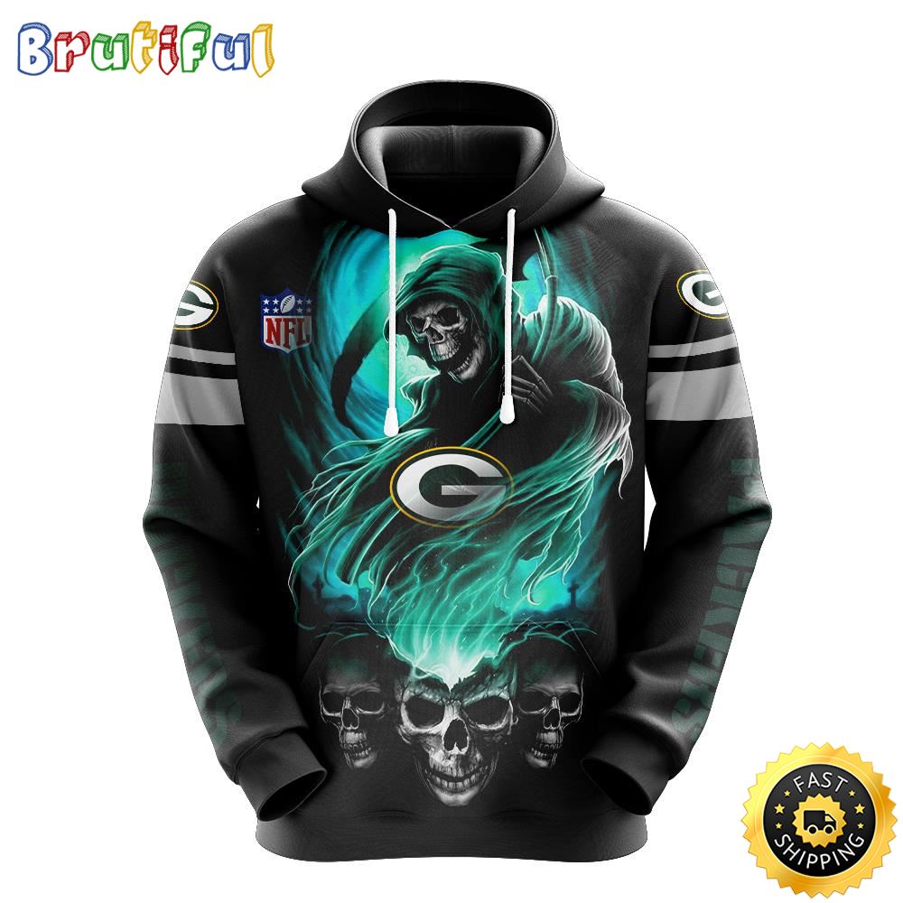NFL Green Bay Packers 3D Hoodie All Over Print Skull Stand Out In The Crowd l9wq9x