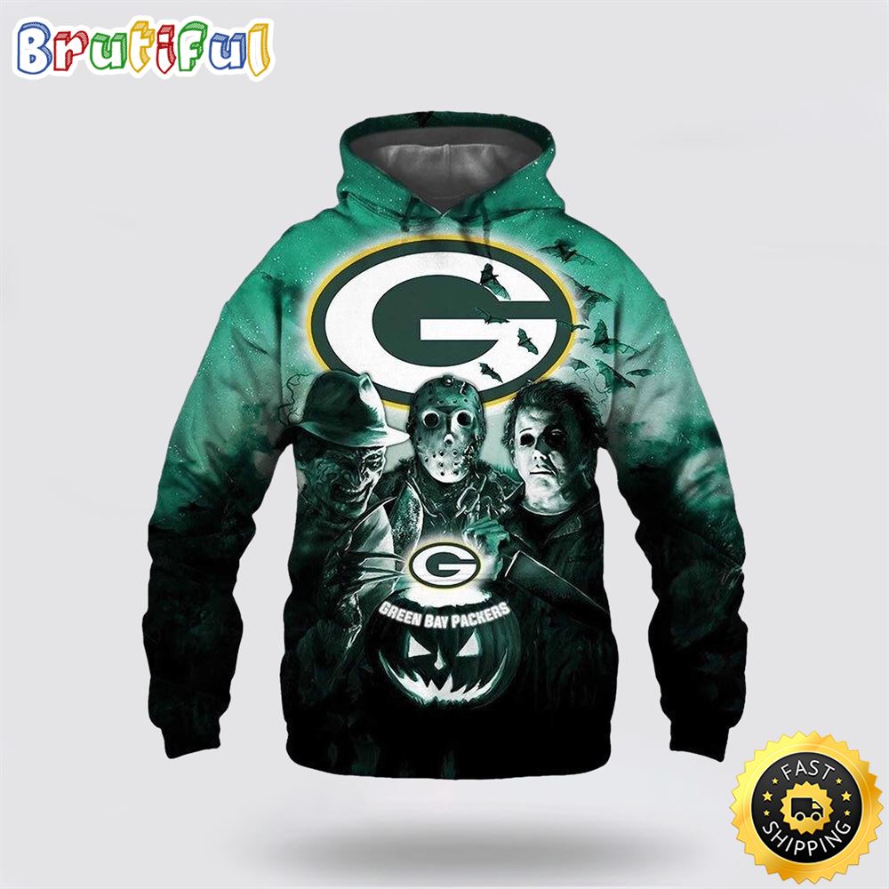 NFL Green Bay Packers All Over Print 3D Hoodie Halloween Horror Night Gift For Football Fans 1 tjmc6g
