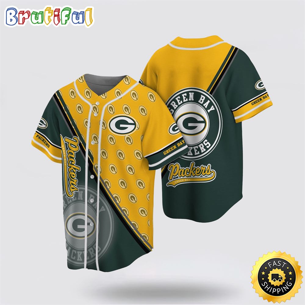 NFL Green Bay Packers Baseball Jersey Symbol American Football Team Yellow Green Jersey Shirt 1 plgpgo