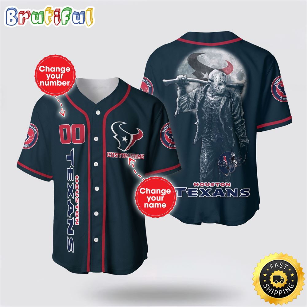 NFL Houston Texans Baseball Jersey 3D Personalized Skull Score Big With Team Spirit zm7zj6