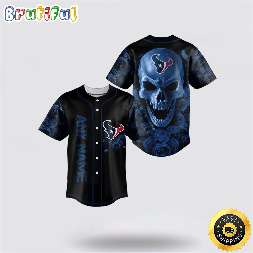 NFL Houston Texans Baseball Jersey 3D Personalized Skull Top Quality Fan Apparel griyyl