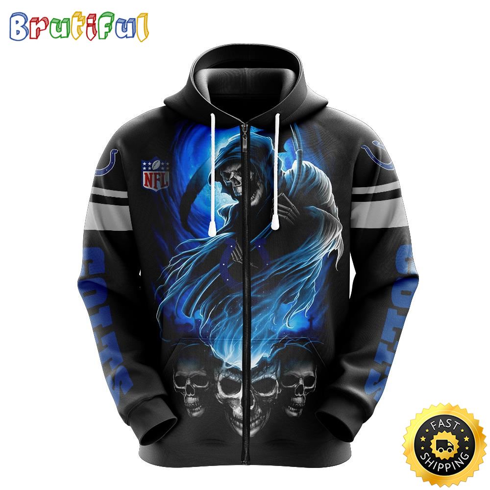 NFL Indianapolis Colts 3D Hoodie All Over Print Skull Elevate Your Game xqwnt1