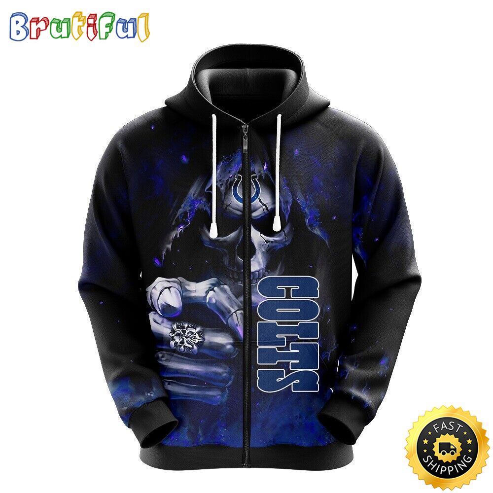 NFL Indianapolis Colts 3D Hoodie All Over Print Skull Show Your Team Spirit gy5v5u