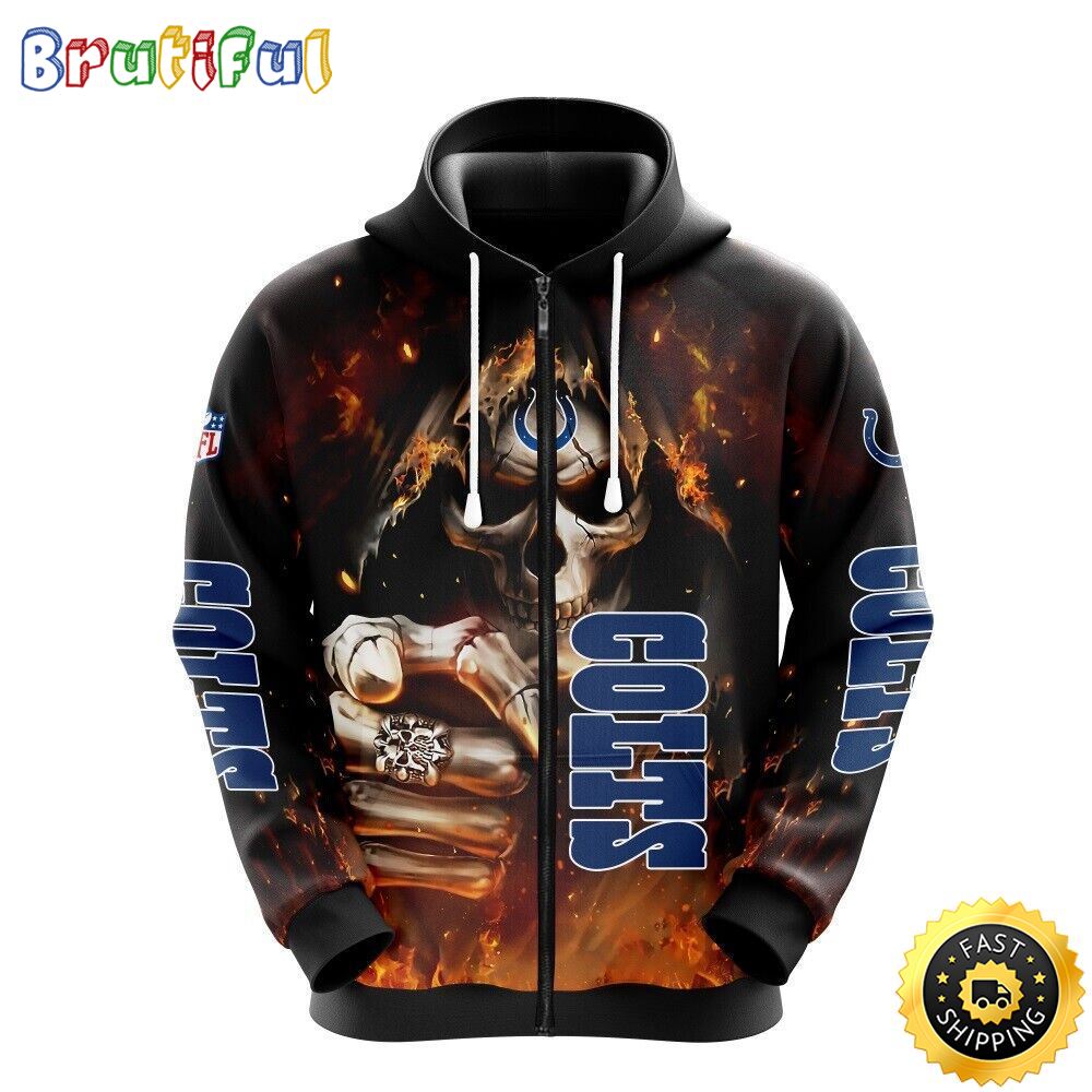 NFL Indianapolis Colts 3D Hoodie All Over Print Skull Stand Out In The Crowd sppkb9