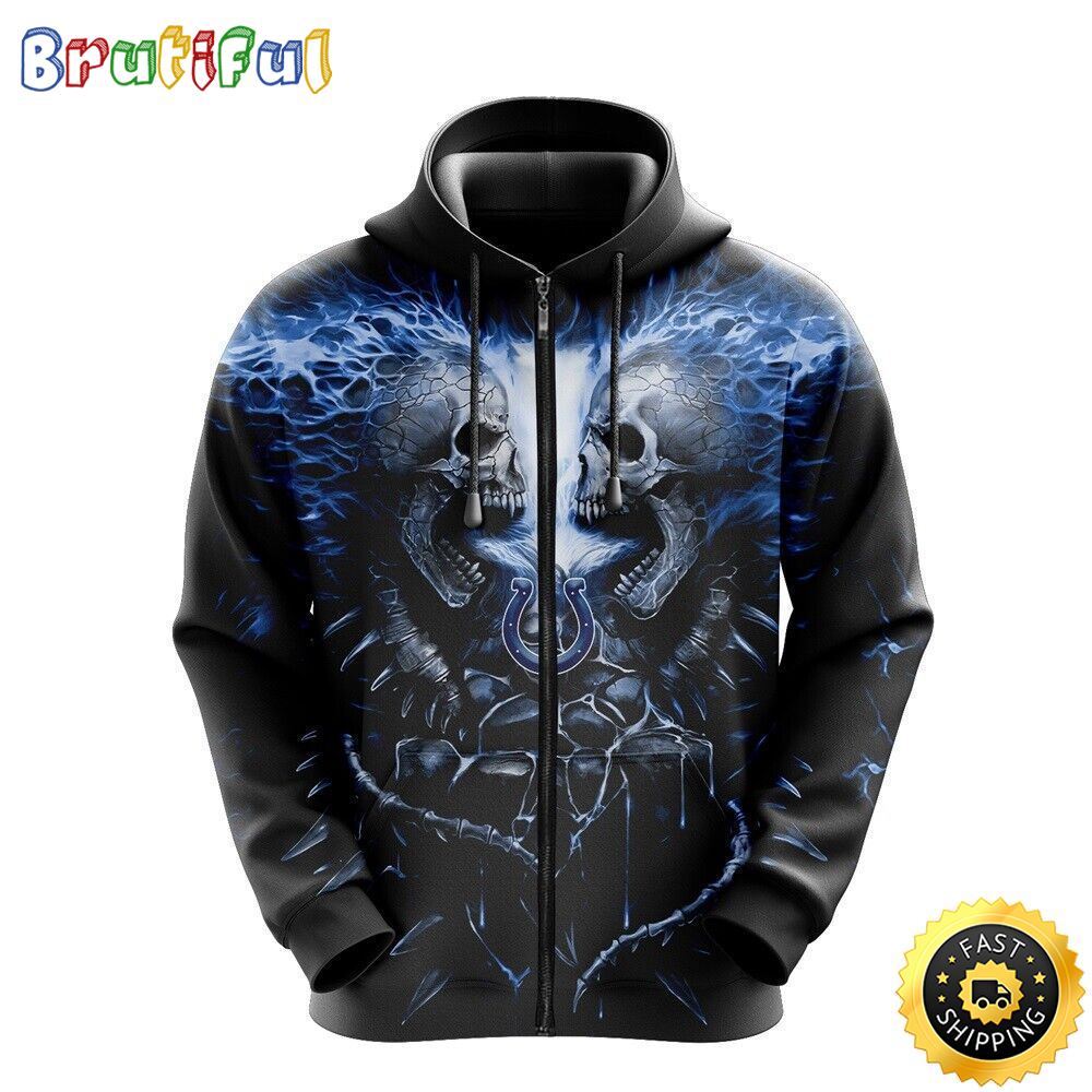 NFL Indianapolis Colts 3D Hoodie All Over Print Skull Stay Cozy and Stylish y0bgsw