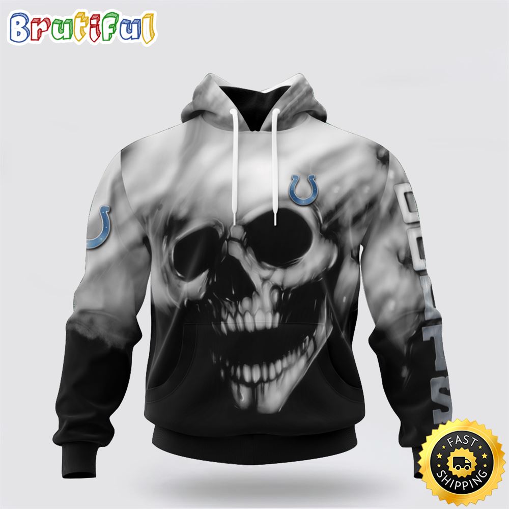NFL Indianapolis Colts 3D Hoodie Printed Halloween Skull Custom Name And Number Ultimate Fan Apparel 1 kyz8jv