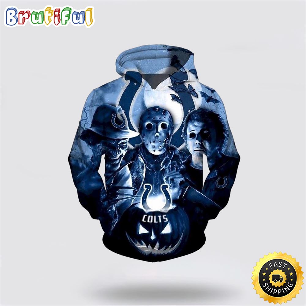 NFL Indianapolis Colts All Over Print 3D Hoodie Halloween Horror Night Gift For Football Fans 1 olqx76