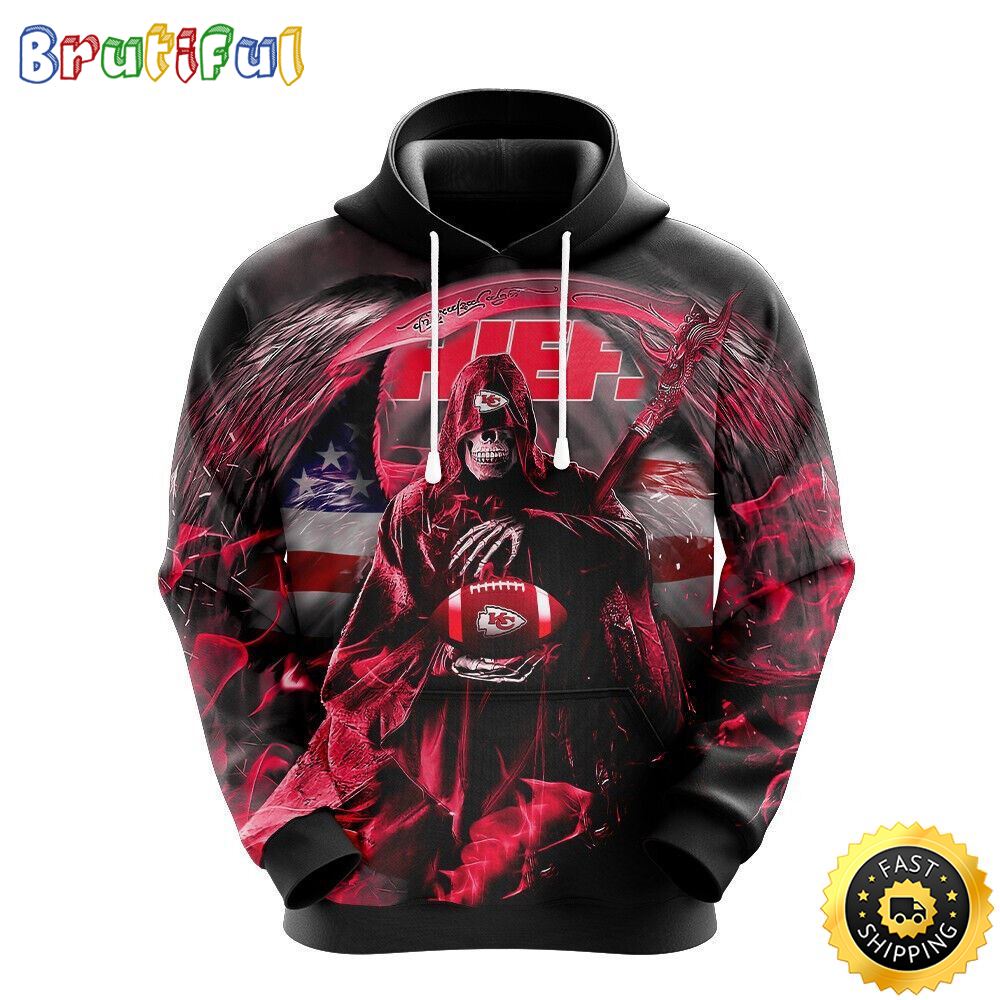 NFL Kansas City Chiefs 3D Hoodie All Over Print Skull Embrace Team Pride af4nof