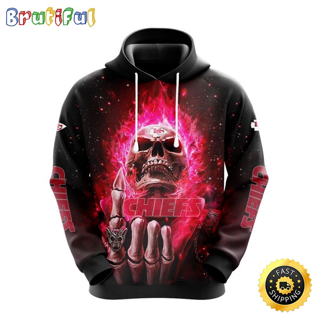 NFL Kansas City Chiefs 3D Hoodie All Over Print Skull Show Your Team Spirit h6aw3d
