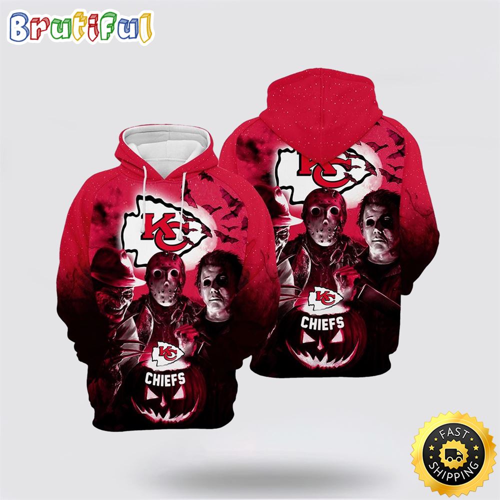 NFL Kansas City Chiefs All Over Print 3D Hoodie Horror New Full Gift For Football Fans 1 dgspqd