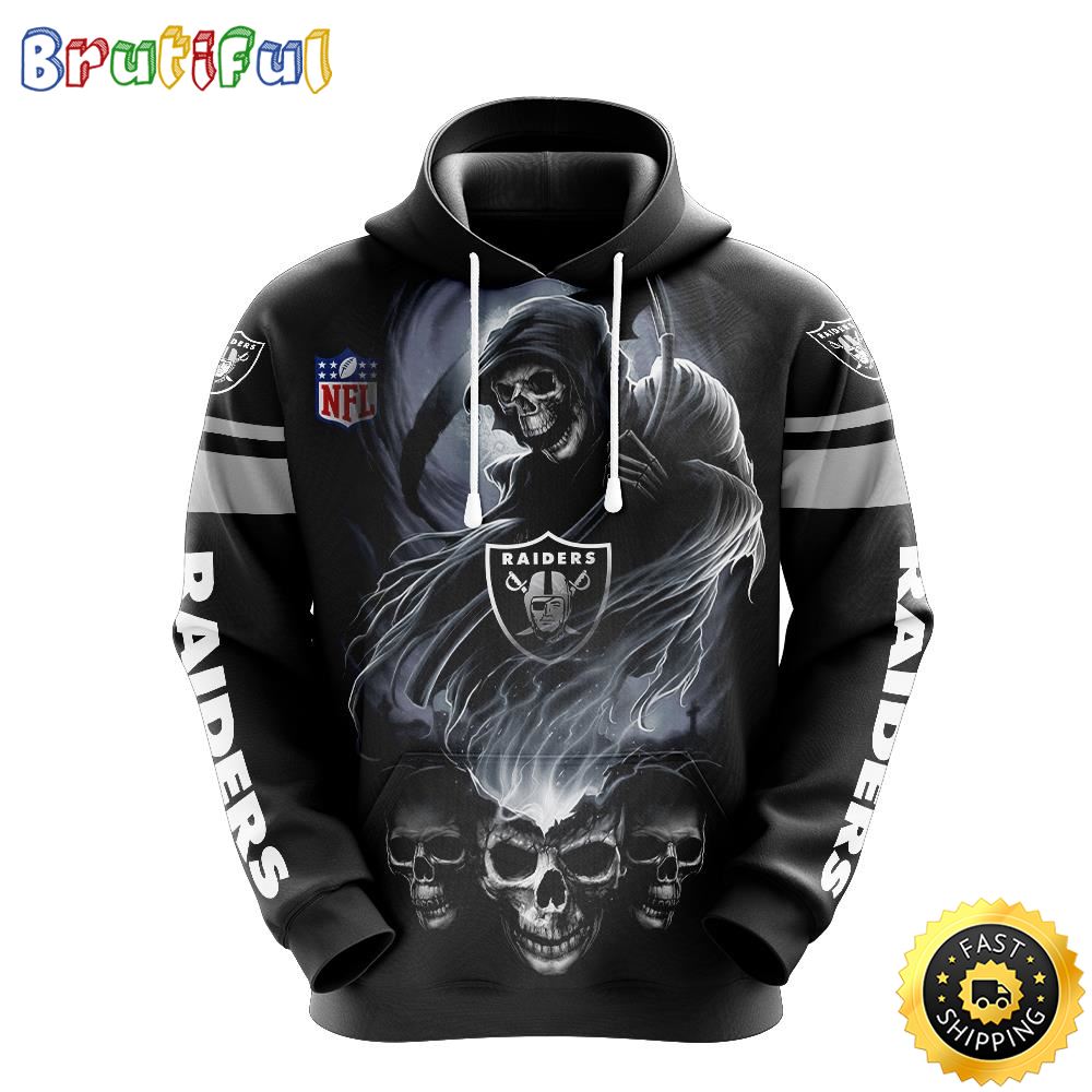 NFL Las Vegas Raiders 3D Hoodie All Over Print Skull Elevate Your Game vgsfhy