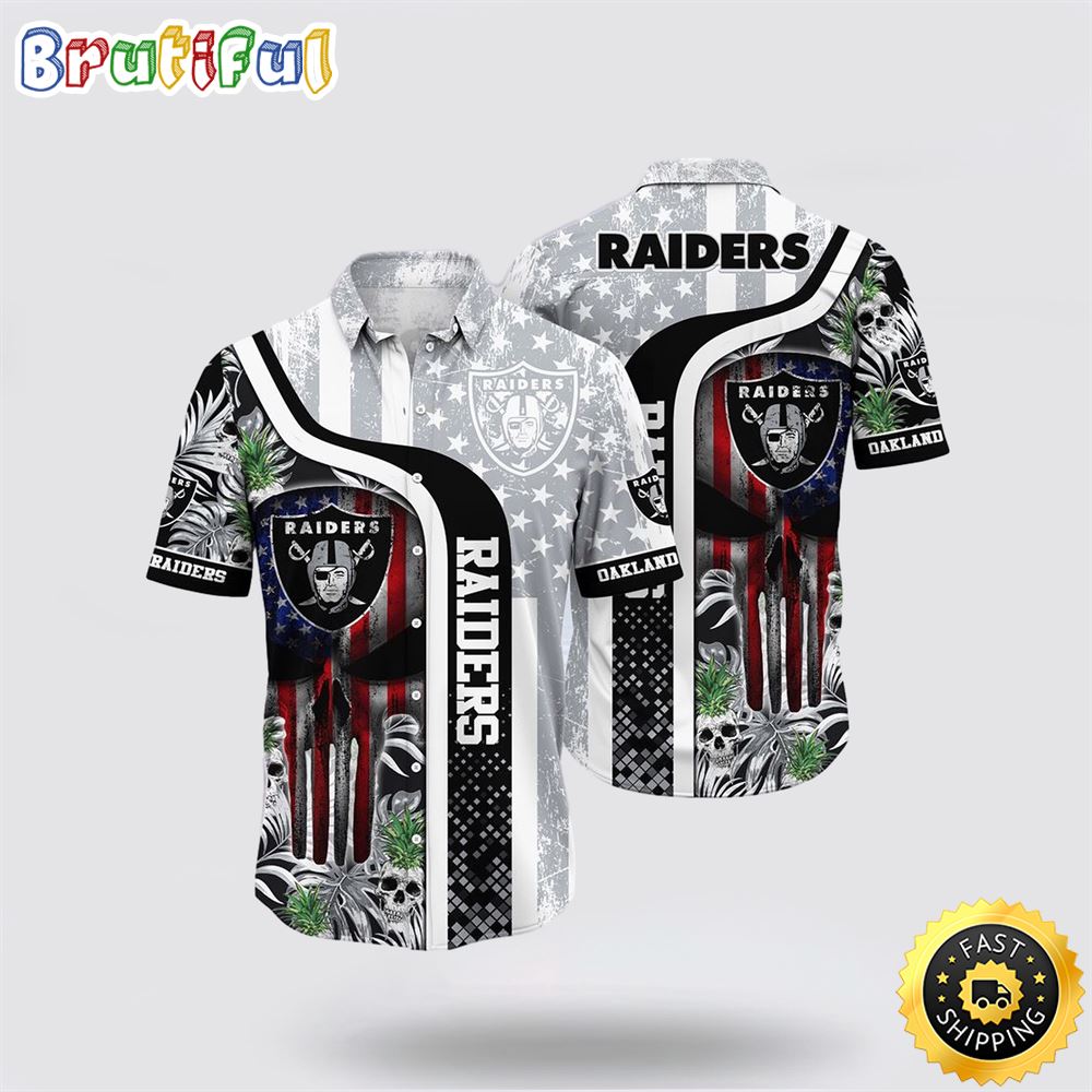 NFL Las Vegas Raiders Hawaiian Shirts Skull Halloween Celebrate Football Season With Aloha Spirit 1 xlkhc3