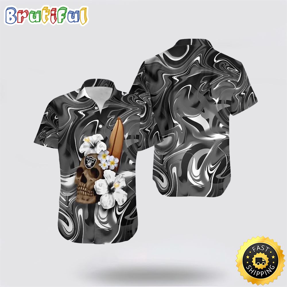NFL Las Vegas Raiders Hawaiian Shirts Skull Halloween Embrace Game Day Island Style 1 a8wq2m