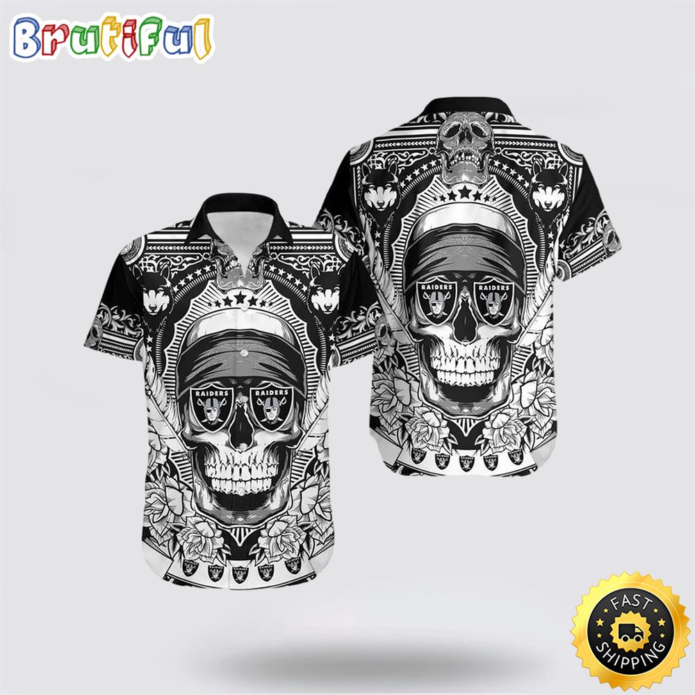 NFL Las Vegas Raiders Hawaiian Shirts Skull Halloween Show Off Your Team Spirit In Tropical Fashion 1 zciktv