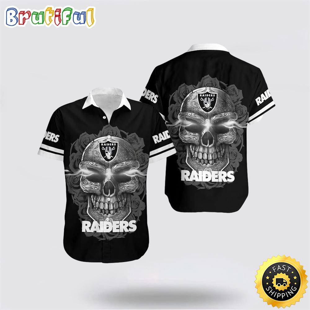 NFL Las Vegas Raiders Hawaiian Shirts Skull Halloween Tropical Vibes Meet Football Fandom 1 lqf5x0