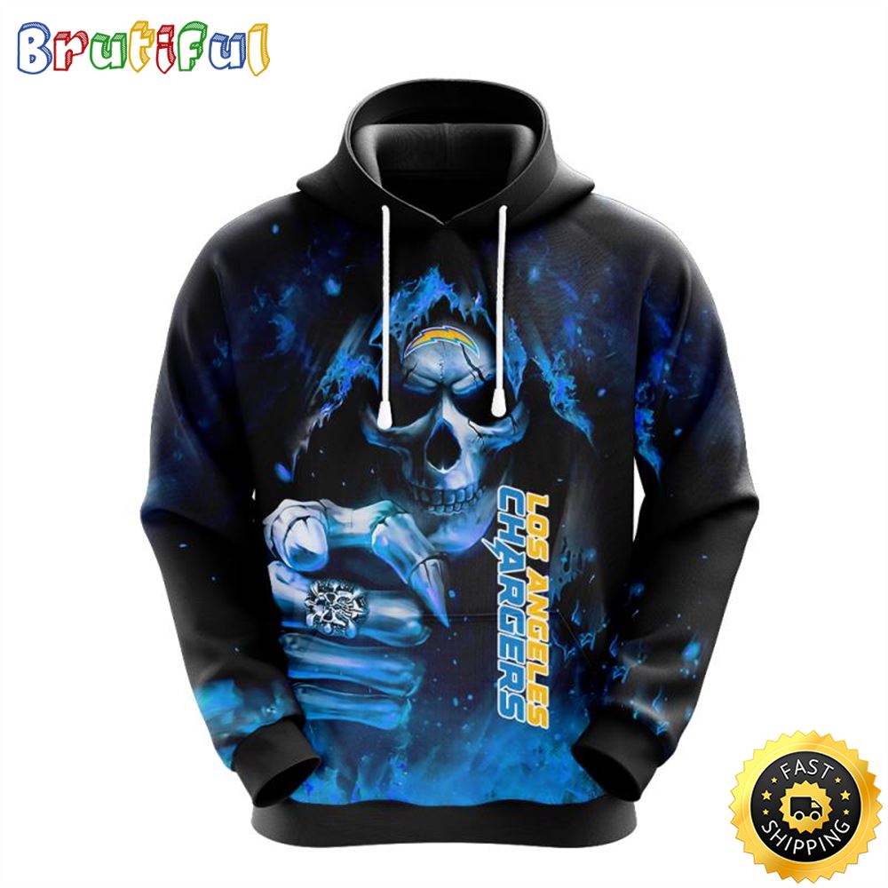 NFL Los Angeles Chargers 3D Hoodie All Over Print Skull Elevate Your Game kpfkxi